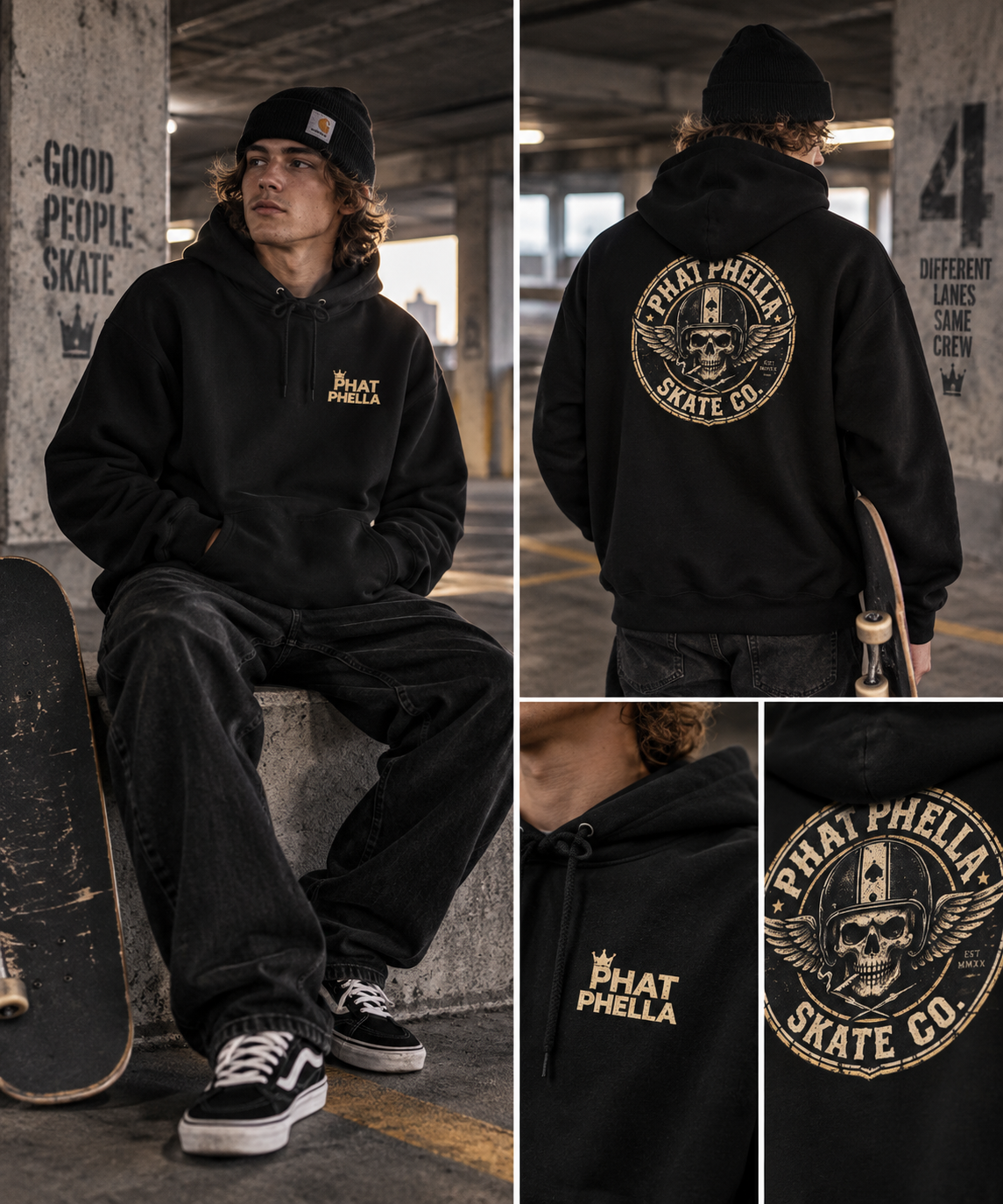 PHAT PHELLA Phat Phella Skate Co. Crest Hoodie graphic hoodie — product view 1